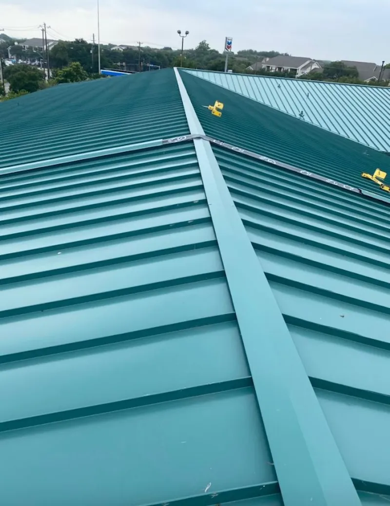 Green commercial metal roof ridge and valley for Metal Roof Repair in Anadarko